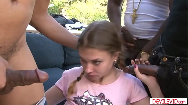 Petite russian teen double penetrated by black neighbors