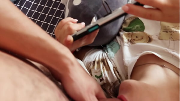 CUMming on Step Sister's blonde Hair while she was Playing the Game on her smartphone -XSanyAny