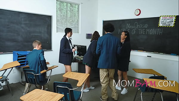 Reluctant Teacher Fucked By Student While Her StepSon Watches Through Window
