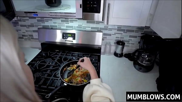 Stepson grabs Stepmoms ass while shes cooking