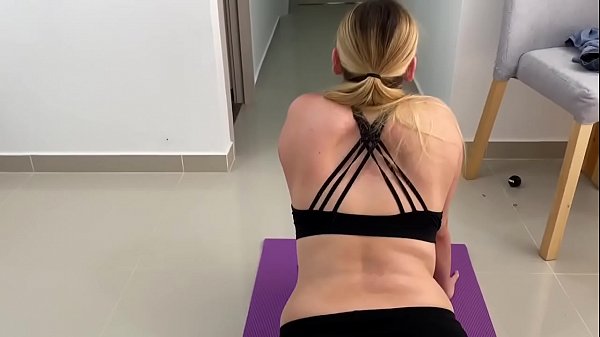 Milf doing yoga in quarantine is seduced and fucked by her stepson