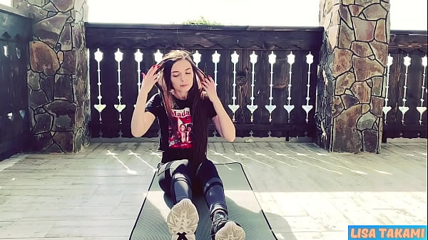 Fit Step Sister In Yoga Pants Gets A Pussy Creampie On A Hotel Terrace - Lisa Takami