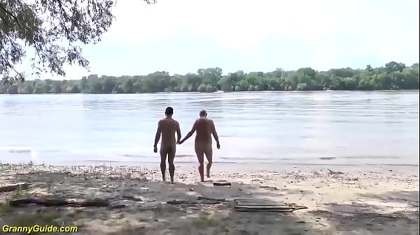 busty mature loves stepson on public beach