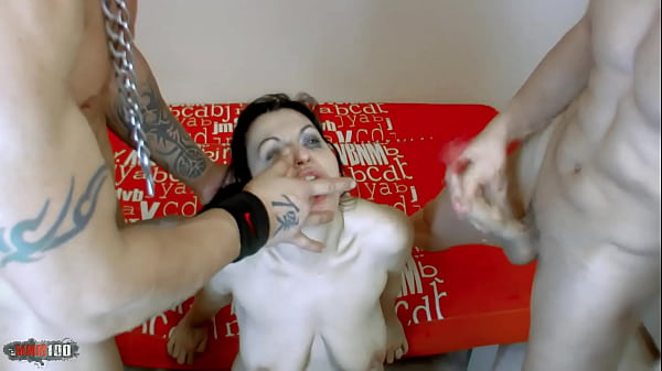 Ugly mature bitch hard fucked by two young cock