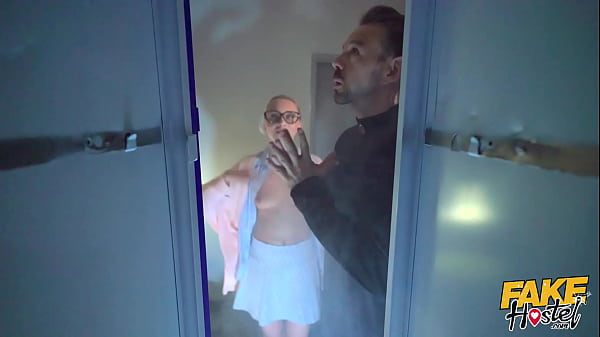Fake Hostel Halloween Special - The Haunted Locker - sweet horny teen with small tits gets super wet riding a massive cock of older man