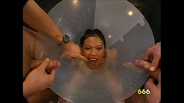 Piss in face of Asian slut in piss bukkake