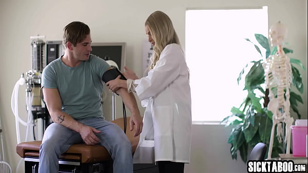 Big tits Emma Hix is a perfect blonde doctor and she loves to suck a cock