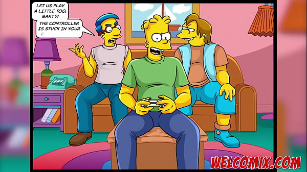 While playing video games, friends fuck the MILF!!! The Simptoons, Simpsons porn