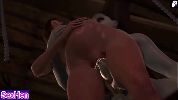 (4K) Lady dimitrescu futa penetrates the anus of a girl with an attractive ass with her big gray penis and cums inside | 3D Hentai