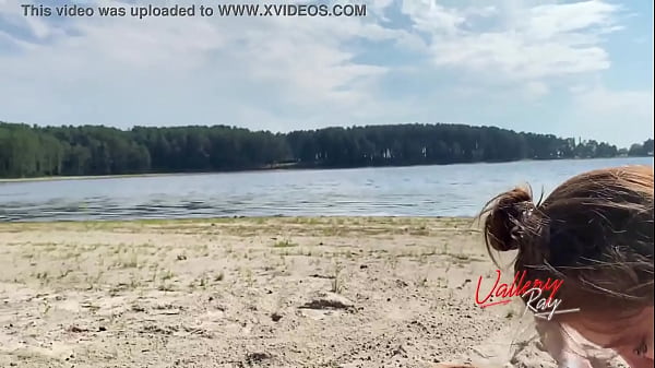 Public Blowjob On The Beach, We Are Spotted! Vallery Ray suck dick and gets cum on her face