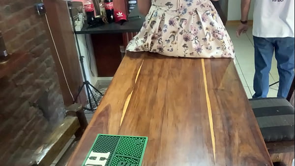 Perfect tits bar lady pussy eating fucked on the bar