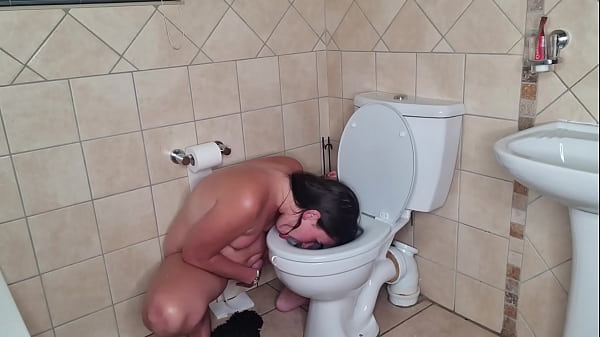 Getting a clit rubbing orgasm as I lick the toilet and stick my face in the toilet to flush it | toilet whore | fetish