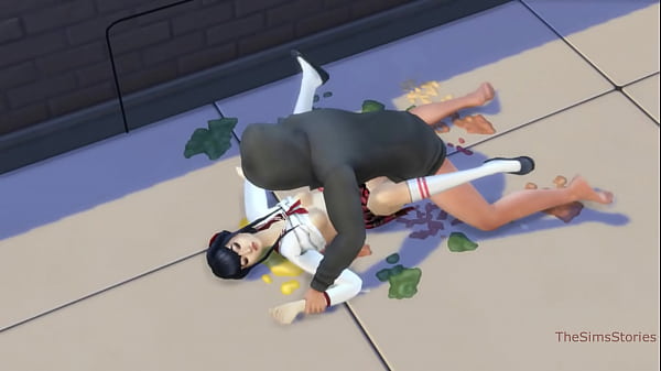 Sims 4, caprichos perversos, estudante japonês fodido em público por estranho