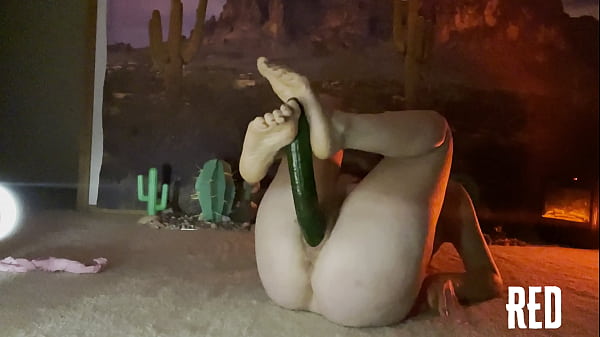 Redhead Rides A Long Cucumber