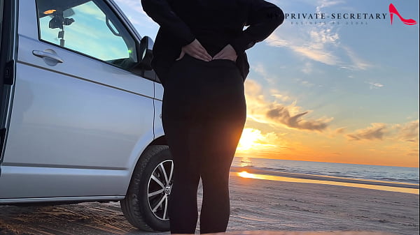 my private secretary in tight leggings having risky public beach sex sundowner