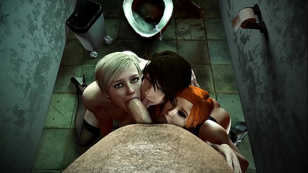 Bathroom Foursome Blowjob Anime Thumbnail