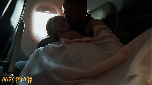 PUBLIC fingering asian on an airplane MILE HIGH CLUB
