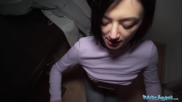 Public Agent Cute little Russian loves to ride cowgirl on a big fat cock