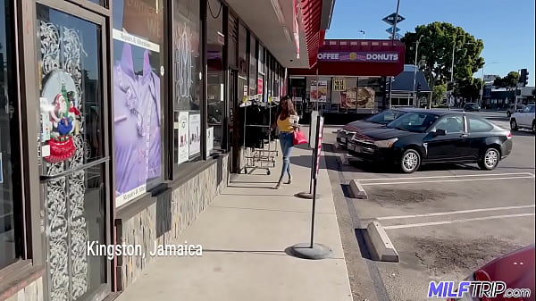 Shapely Jamaican girl unleashes her perfect black tits on a horny tourist