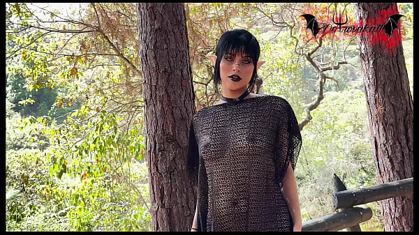gothic elf, masturbating in the forest