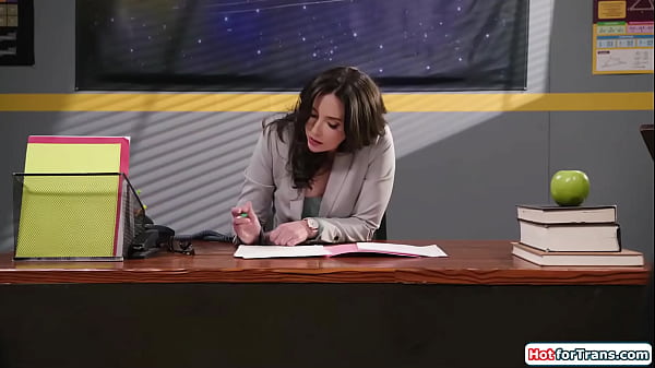 Busty shemale Autumn Rain becomes teacher Casey Calverts pet