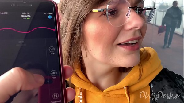 I control her pussy in public with a lovense lush - she moans and is embarassed