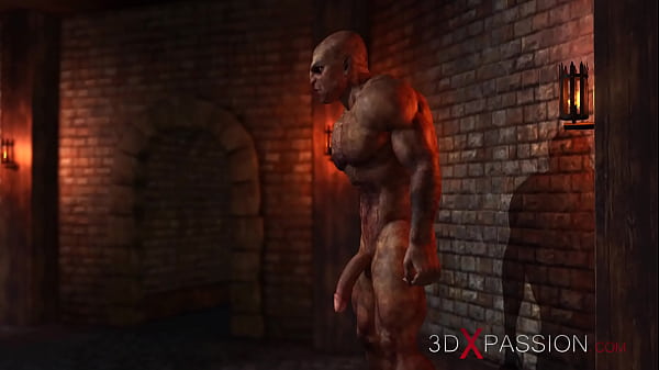 A sexy blonde gets fucked rough by a big monster in the dungeon