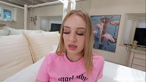 Blue eyed stunner teen Daisy Stone sliding her tight twat on her stepbrothers pole