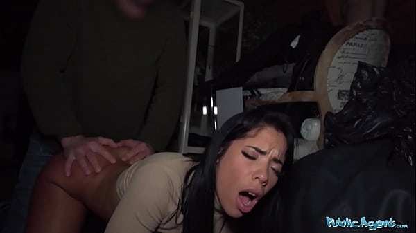 Public Agent Brunette with a beautiful bubble butt fucking a big fat cock