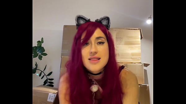 Sexy Striptease from Red-haired Teen Beauty Girl dances and prepares Sex Machine with DIldo in Mouth