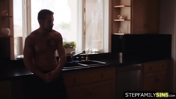 Brunette stepmom giving stepson blowjob