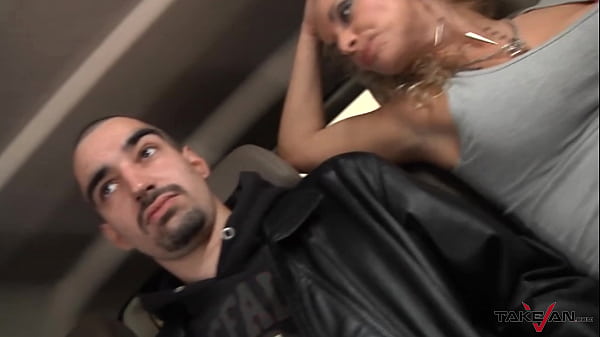 Anita and Emilia pick up skinny dude on the streets to take him into their fuck van