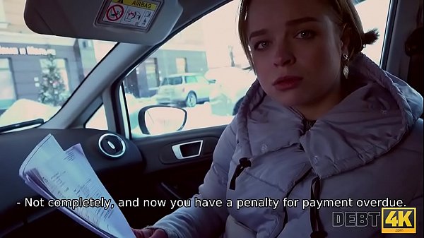 DEBT4k. Poor bartender gets money for handjob in the car