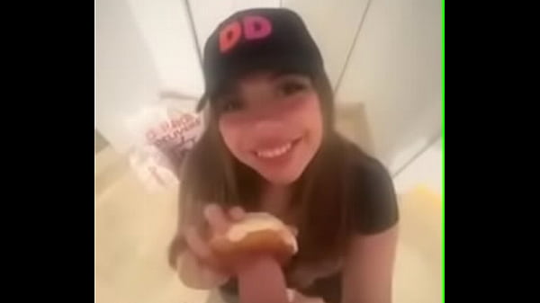 I make donkin’ donus delivery girl suck my big white cock