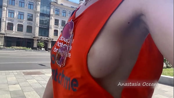 Flashing boobs in the city. Public