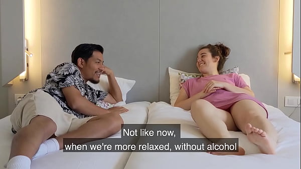 Step Bro and Step Sis fight with pillows hotel room