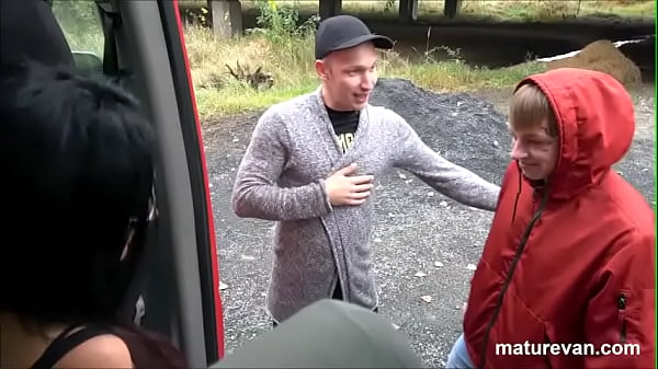Small dick young guy gets a ride on the MatureVan
