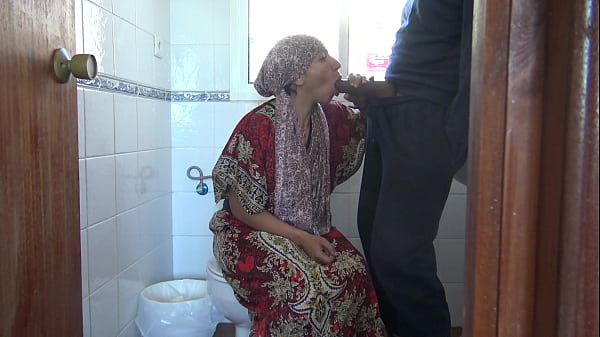 A horny Turkish muslim cuckold wife has sex in public toilet with american soldier
