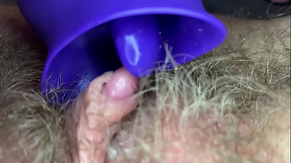 Extreme closeup big clit licking toy orgasm hairy pussy