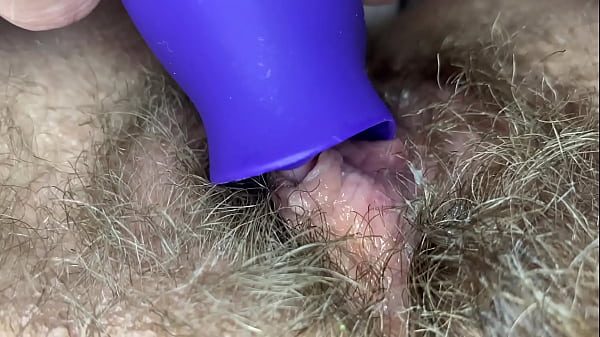 Extreme closeup big clit licking toy orgasm hairy pussy