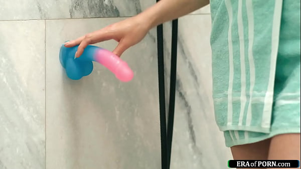 Charlotte Sins caught by her roommate shower fucking a dildo