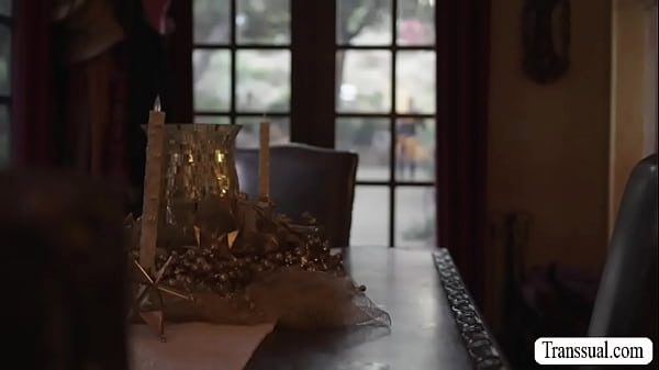 Stepdad surprise his TS stepteen anal birthday gift