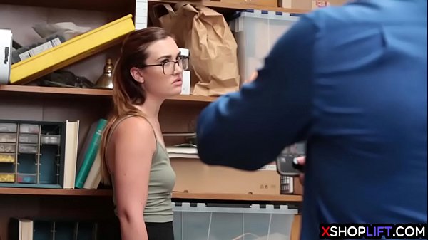 Sexy shoplifter teen busted and fucked by a security guy