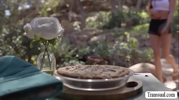 Big tits Tgirl bang her MILF neighbor in kitchen