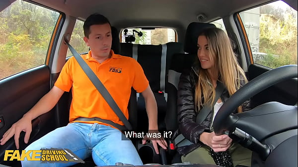 FakeDrivingSchool Backseat Fuck for Eveline Dellai After Breakdown