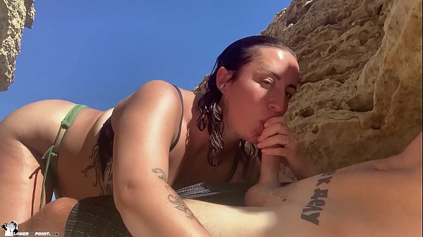 Public Blowjob on the Beach - Cum in Mouth