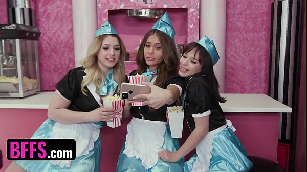 Three Naughty Waitresses Aria Valencia, Nicole Aria & Riley Reign Want To Earn Bigger Tips - BFFS