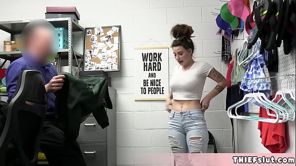 Cute brunette shoplifter teen Indica Flower tried to lift some sexy toys