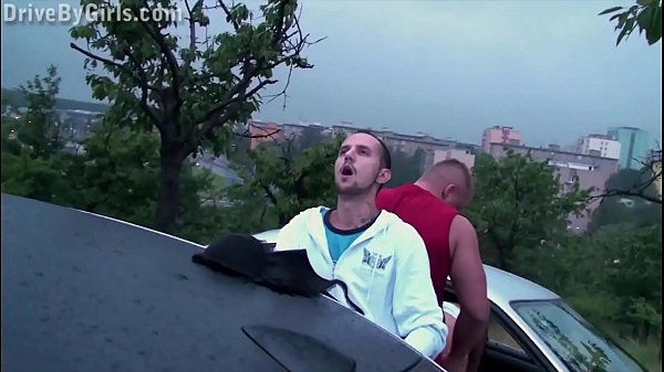 Girl stuck her ass out the car window for anyone to fuck a public gang bang orgy