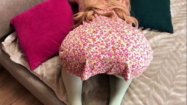 Brazenly Fucked Stepmom in Blue Pantyhose while she was Stuck in the Bed - Russian Amateur with Conversation